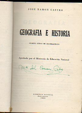 GEOGRAFA E HISTORIA. Cuarto Curso de Bachillerato.