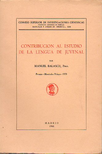 CONTRIBUCIN AL ESTUDIO DE LA LENGUA DE JUVENAL.