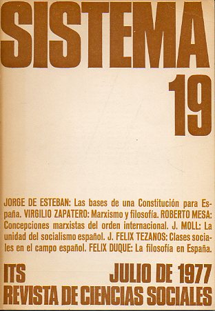 SISTEMA. REVISTA DE CIENCIAS SOCIALES. N 19.