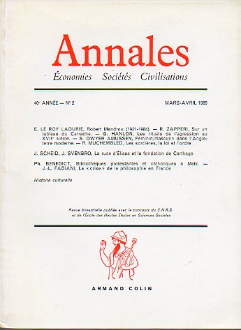 ANNALES. conome. Socits. Civilisations. Anne 40. N 2.