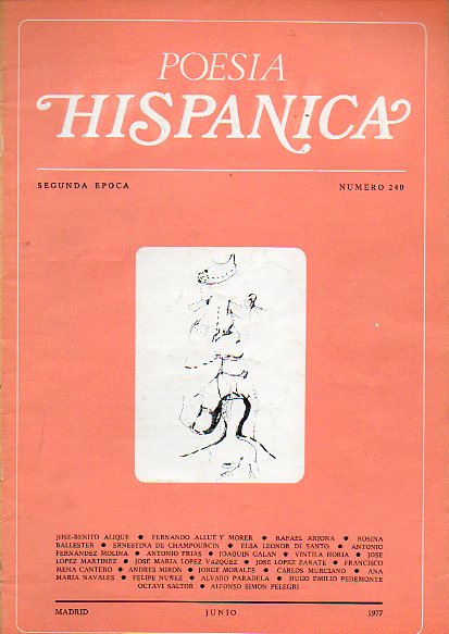 POESA HISPNICA. II poca. N 240. H. E. Pedemonte: El humorismo en la poesa hispanoamericana; Viaje en ferrocarril de Antonio Fernndez MOlina; Poe