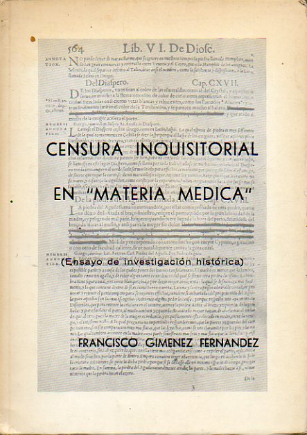 CENSURA INQUISITORIAL EN MATERIA MDICA. ENSAYO DE INVESTIGACIN HISTRICA.