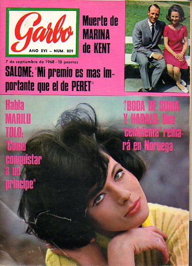 Revista GARBO. Ao XVI. N 809. Harald y Sonia de Noruega. Jane Birkin: descubierta por Antonioni y apadrinada por los Beatles. Entrevista con Salom.