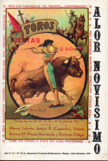 ALOR NOVSIMO. Ao 5-6. N 23-24. MONOGRFICO: LOS TOROS. Textos de Manuel Mantero, Mercees Ballesteros, Gerardo Diego, Josefina de la Torre, Juan Mar