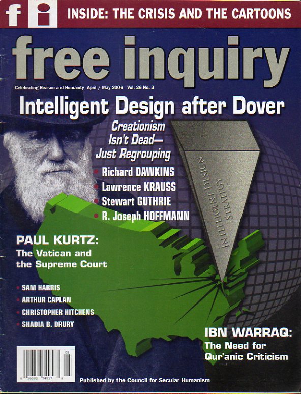 FREE INQUIRY. Vol. 26. N 3. Tom Flynn: Islam and the cartoons. Ibn Warraq: Representation of the human form in Islam. San Harris: Themyth of Secular