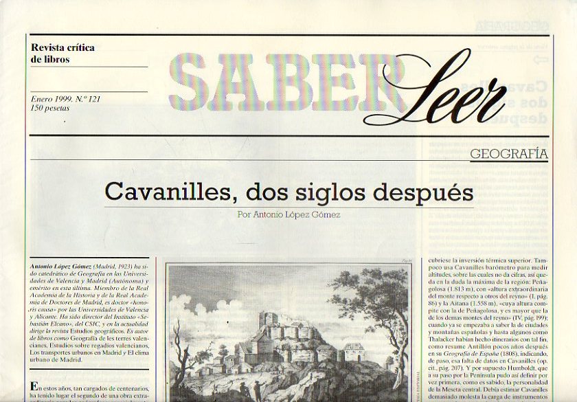 SABER LEER. Revista Crtica de Libros. N 121. Antonio Lpez Gmez: Cavanilles, dos siglos despus; Daro Villanueva: La realidad de la ficcin; Valer