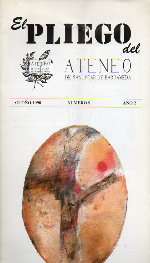 EL PLIEGO DEL ATENEO DE SANLCAR DE BARRAMEDA. Ao 2. N 9. Centenario de la muerte de Montpensier en Sanlcar; Mozart, la msica eterna;  Sobre Safo