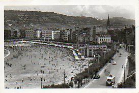 Tarjeta Postal: SAN SEBASTIN. 4. Vista General de la Playa.