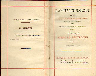 LANNE LITURGIQUE. LE TEMPS APRS LA PENTECOTE. Tome IV. 5e d.