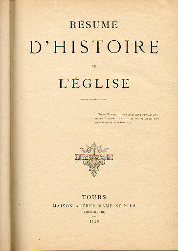 RSUM DHISTOIRE DE LGLISE.