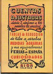 CUENTAS AJUSTADAS DESDE 2 CNTIMOS A 100 PESETAS... Tablas de reduccin... Medidas agrarias... Ferias de Espaa... Curiosidades.