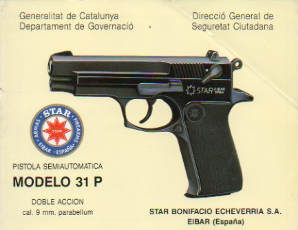 SEMI-AUTOMATIC PISTOL. Modelo 31 P. Doble Accin. Cal. 9 mm. Parabellum.