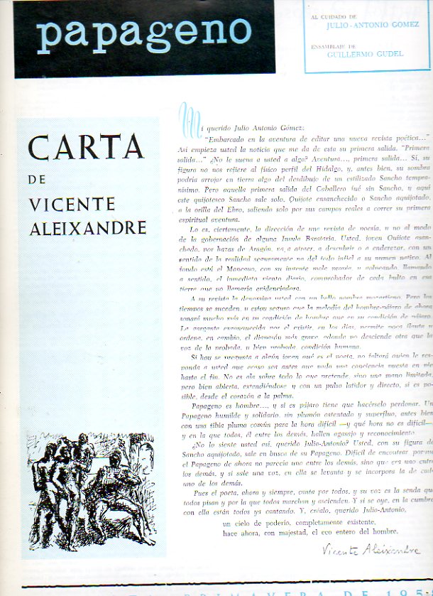 PAPAGENO. REVISTA INDEPENDIENTE. Al cuidado de... Ensamblaje de Guillermo Gudel. Primavera 1958-Invierno 1960. Edicin facsmil, al cuidado de Antonio