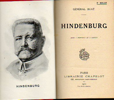 HINDENBURG. Avec 1 portrait et 3 cartes.