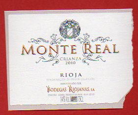 Etiqueta: MONTE REAL. Crianza 2010.