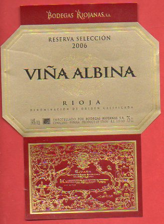 Etiqueta: VIA ALBINA. Reserva Seleccin 2006