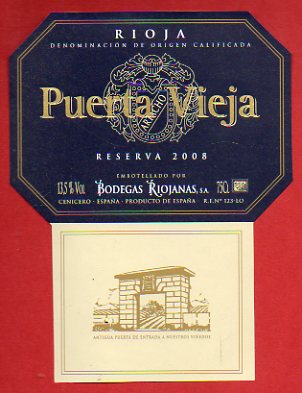 Etiqueta: PUERTA VIEJA. Reserva 2008.