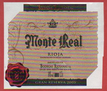 Etiqueta: MONTE REAL. Gran Reserva 2005.