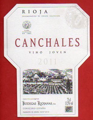 Etiqueta: CANCHALES. Vino Joven. 2011.