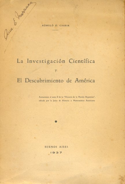La investigacin Cientfica y El descubrimiento de Amrica