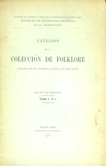 Catlogo de la Coleccin de folklore