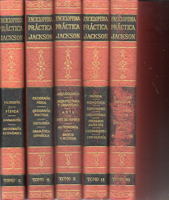 ENCICLOPEDIA PRCTICA JACKSON. Conjunto de conocimientos para la formacion autodidacta. 12 Vols. 5 ed. Con artculos de: Julio Rey Pastor (Matemtica