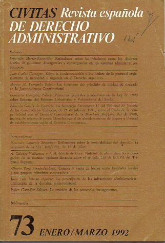 CIVITAS. Revista espa�ola de Derecho Administrativo. N� 73. Enero-Marzo 1972.