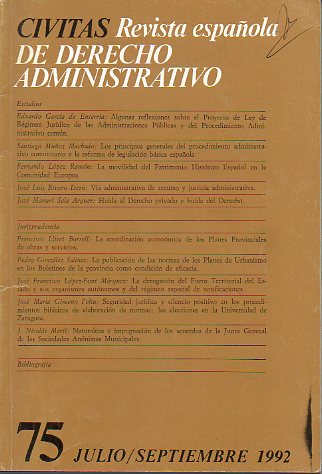 CIVITAS. Revista espaola de Derecho Administrativo. N 75. Julio-Septiembre 1992.