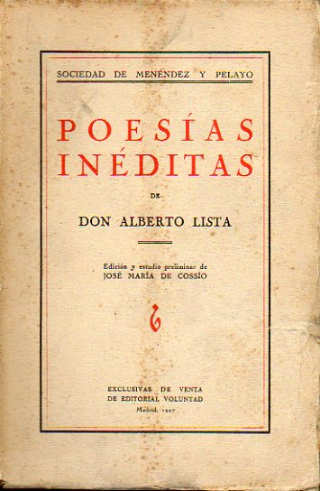 POESAS INDITAS. Edicin y estudio preliminar de Jos Mara de Cosso.
