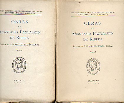 OBRAS DE... Edicin de Rafael de Balbn Lucas. 2 tomos.