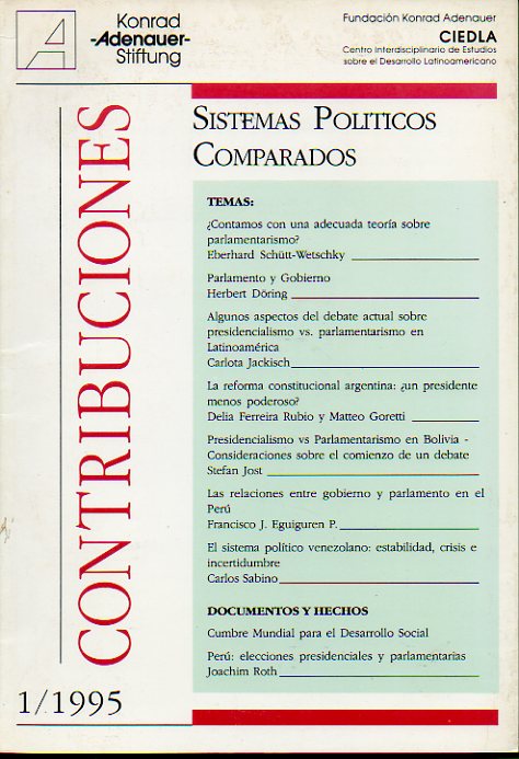 CONTRIBUCIONES. Revista de la Konrad Adenauer Stiftung-CEDLA. Ao 95. N 1.