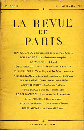 LA REVUE DE PARIS. 59e ann�e.