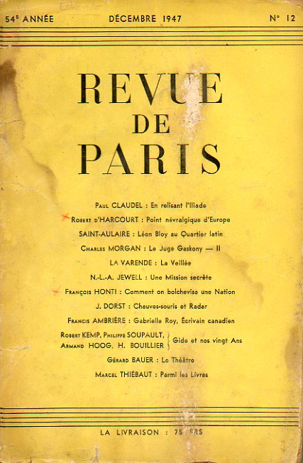 REVUE DE PARIS. 54e Anne. N 12.