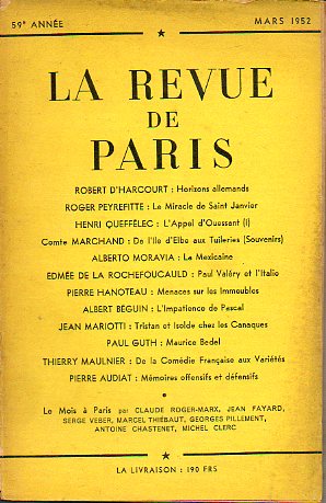 LA REVUE DE PARIS. 59e anne.