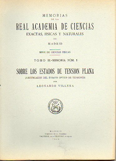 SOBRE LOS ESTADOS DE TENSIN PLANA (JUSTIFICACIN DEL ENSAYO PTICO DE TENSIONES).