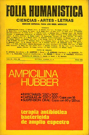 FOLIA HUMANISTICA. Ciencias-Artes-Letras. Ed. especial para los Sres. Mdicos. Tomo XI. N 123.