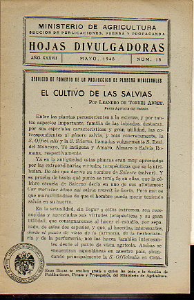 HOJAS DIVULGADORAS. Ao XXXVII. N 18. El cultivo de las salvias.