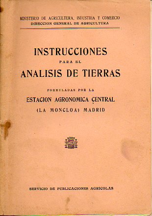 INSTRUCCIONES PARA EL ANLISIS DE TIERRAS, FORMULADAS POR LA...