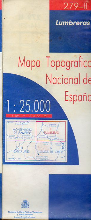 MAPA TOPOGRFICO NACIONAL DE ESPAA. Escala 1:25.000. 279-II. LUMBRERAS.
