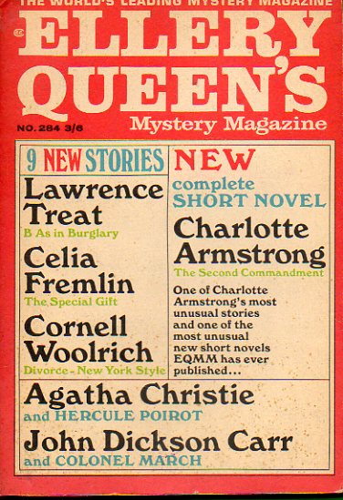 ELLERY QUEEN" S MISTERY MAGAZINE. N 284. Lawrence Treat, Celia Fremlin, Cornell Woolrich, Charlotte Armstrong, Agatha Christie...