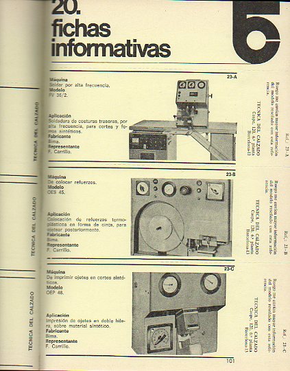 T�CNICA DEL CALZADO. Fichas correspondientes al a�o 1974 encuadernadas en 1 vol.
