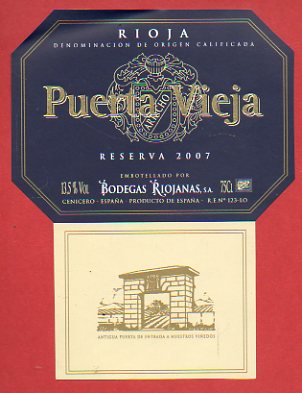 Etiqueta: PUERTA VIEJA. Reserva 2007.