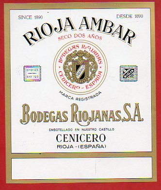 Etiqueta: RIOJA �MBAR. Seco Dos a�os.